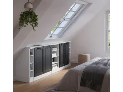 Vicco Móvel De Arrumação*Armário de cozinha para sótão inclinado casa de campo antracite 210x46x81.6 r-line Cinza antracite