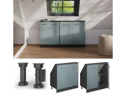 Armário de cozinha para sótão inclinado -cinza 80x46x81.6 r-line*Vicco Discount