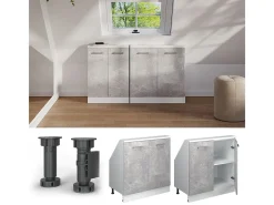 Armário de cozinha para sótão inclinado betão 80x46x81.6 r-line*Vicco