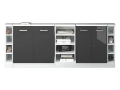 Vicco Móvel De Arrumação*Armário de cozinha para sótão inclinado antracite alto brilho 210x46x81.6 r-line Cinza antracite