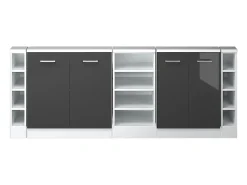 Vicco Móvel De Arrumação*Armário de cozinha para sótão inclinado antracite alto brilho 210x46x81.6 r-line Cinza antracite
