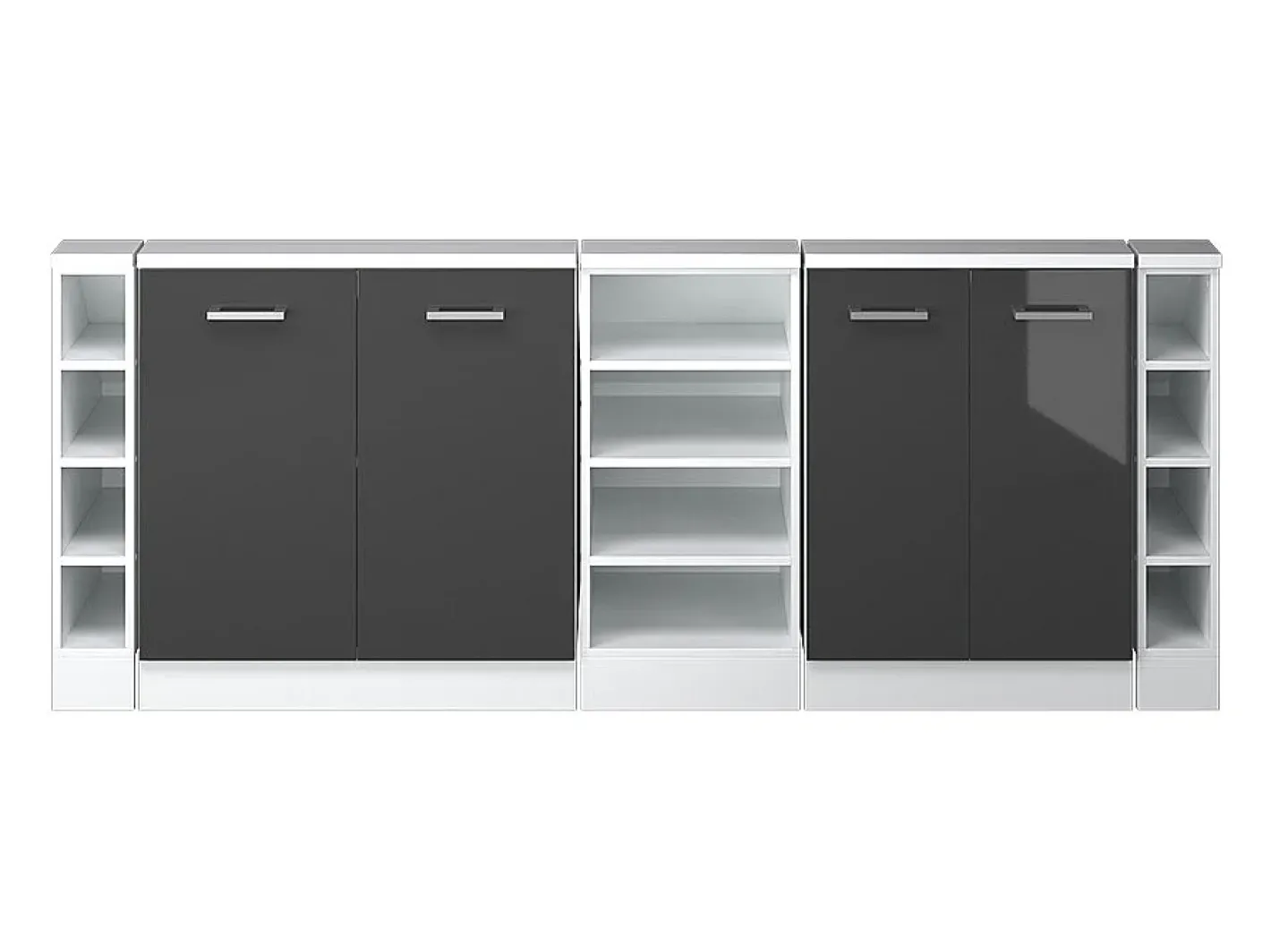 Vicco Móvel De Arrumação*Armário de cozinha para sótão inclinado antracite alto brilho 210x46x81.6 r-line Cinza antracite