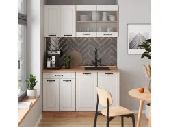 Vicco Móvel De Arrumação*Armário de cozinha para sótão inclinado casa de campo branca 120x46x81.6 r-line Branco sujo