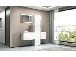 Armário de entrada Dcrescenz, Armário multifuncional com 3 portas, Cabide de parede com espelho, 170x35h190 cm,^Dmora Hot