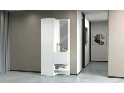 Armário de entrada Dcristant, Armário multifuncional com 2 folhas, Armário multiuso com espelho, 90x35h190 cm,^Dmora New