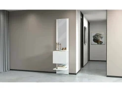 Armário de entrada Dcuadrad, Armário multifuncional com espelho, Sapateira de 1 folha, 45x35h190 cm,^Dmora Online