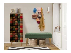 Armário de entrada Dgallett, Entrada de cabide, Composição para átrio, Consola de armazenamento multifunções, 50x38h135 cm, Carvalho e Verde^Dmora Hot