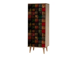Armário de entrada Dgallett, Entrada de cabide, Composição para átrio, Consola de armazenamento multifunções, 50x38h135 cm, Carvalho e Verde^Dmora Hot