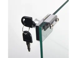 Armário de exposição em vidro - 3 prateleiras em vidro - Estante de chão para quarto - Roupeiro moderno em madeira com portas e fechadura -^ Online