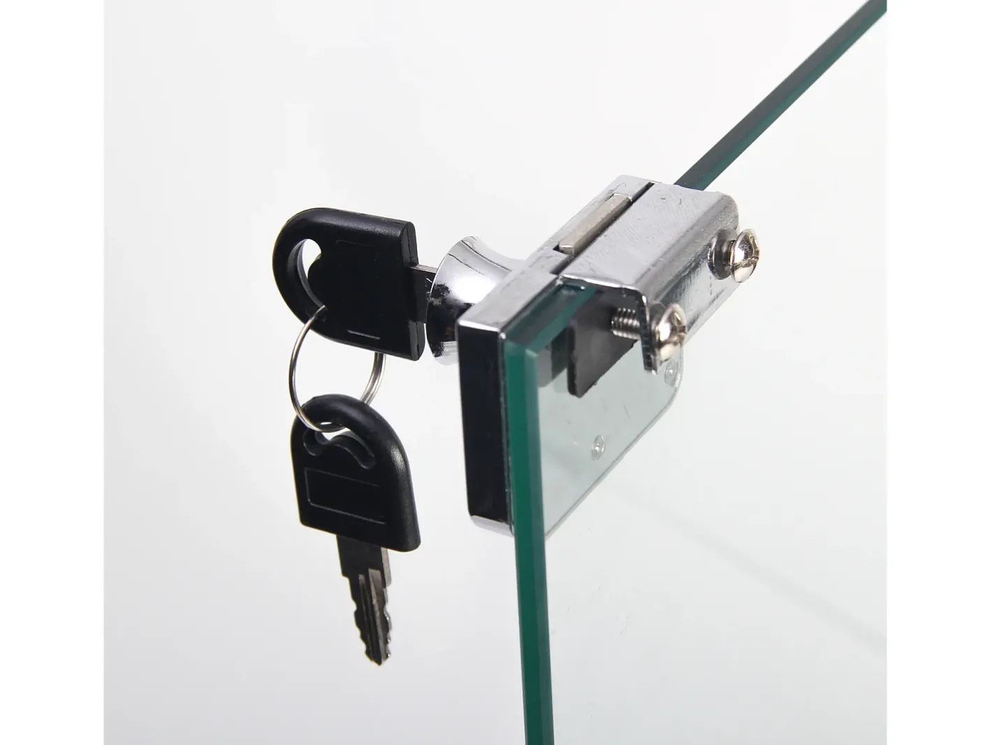 Armário de exposição em vidro - 3 prateleiras em vidro - Estante de chão para quarto - Roupeiro moderno em madeira com portas e fechadura -^ Online