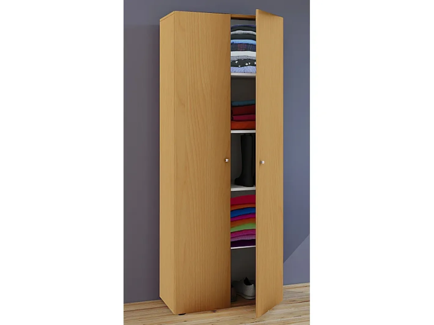 Armário de madeira | 5 compartimentos | dimensões aprox. L. 70 x A. 178 x P. 40 cm | 2 portas giratórias | expansível | Gabinete - Vandol (Beech)^VCM Outlet