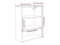 vidaxl Prateleira*Armário de parede suspenso 69,5x32,5x90 cm Branco