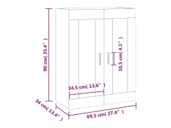 vidaxl Prateleira*Armário de parede 69,5x34x90 cm Branco