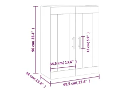 vidaxl Prateleira*Armário de parede 69,5x34x90 cm sonoma Cinzento