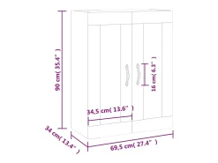 vidaxl Prateleira*Armário de parede 69,5x34x90 cm sonoma Cinzento