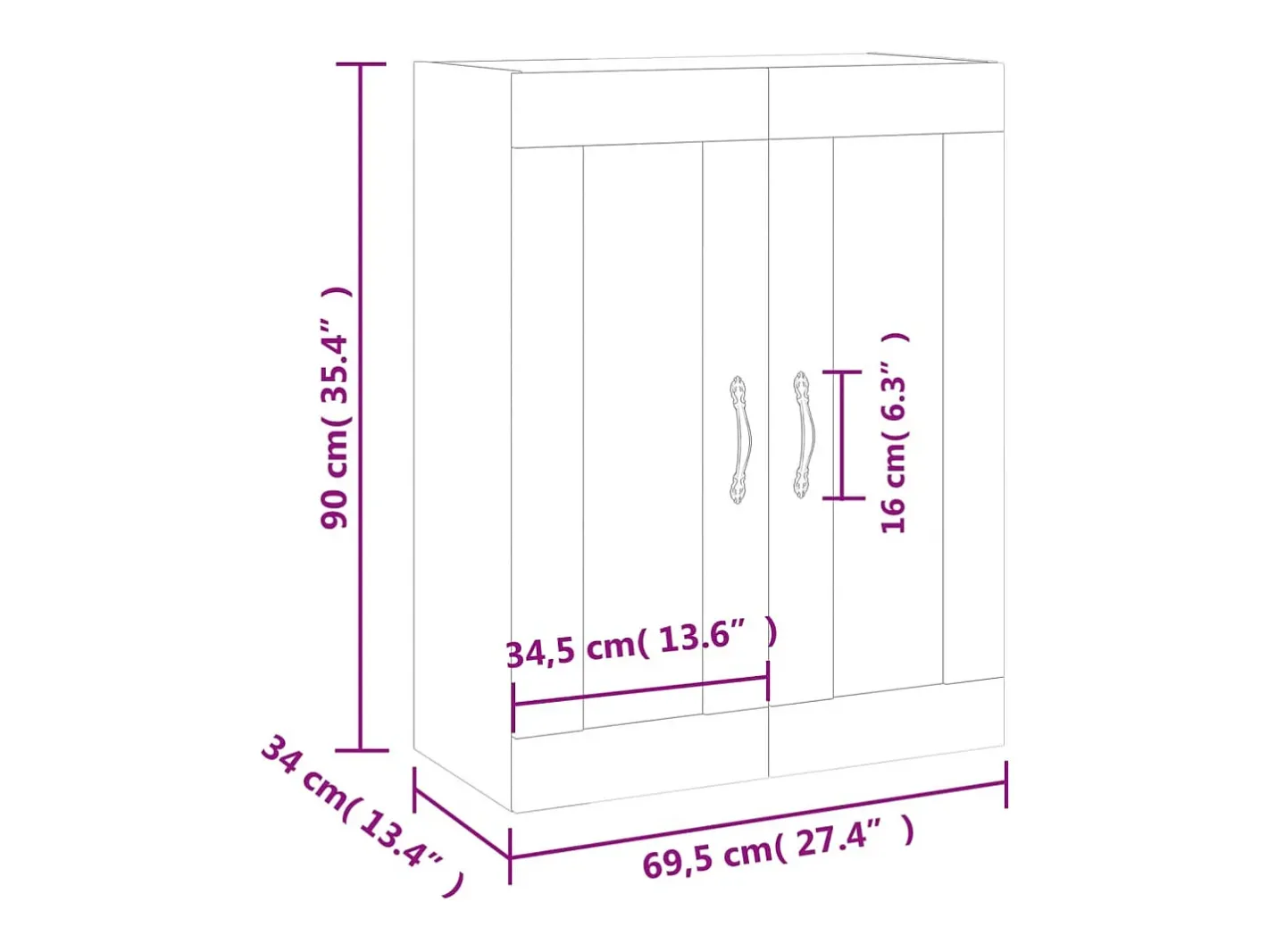 vidaxl Prateleira*Armário de parede 69,5x34x90 cm sonoma Cinzento