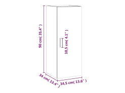vidaxl Prateleira*Armário de parede 34,5x34x90 cm cimento Cinzento