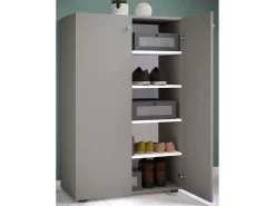 VCM Móvel De Arrumação|Sapateira*Armário de sapato de madeira | Dimensões: A. 110 x L. 70 x P. 39 cm | Armário para uso integral | 5 compartimentos | 2 Portas rotativas – Lona (Cinza) Multicor