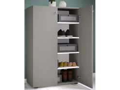 VCM Móvel De Arrumação|Sapateira*Armário de sapato de madeira | Dimensões: A. 110 x L. 70 x P. 39 cm | Armário para uso integral | 5 compartimentos | 2 Portas rotativas – Lona (Cinza) Multicor