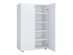 VCM Móvel De Arrumação|Sapateira*Armário de sapato de madeira | Dimensões: A. 110 x L. 70 x P. 39 cm | Armário para uso integral | 5 compartimentos | 2 Portas rotativas – Lona (Branco) Multicor