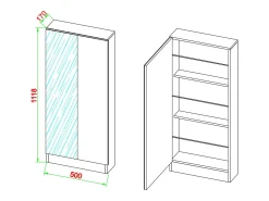 VCM Móvel De Arrumação|Sapateira*Armário de sapato de madeira | Dimensões: A. 112 x L. 50 x P. 17 cm | 1 Porta giratória | Espelho prático - Espelho Fulisa L (Branco) Multicor
