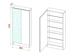 VCM Móvel De Arrumação|Sapateira*Armário de sapato de madeira | Dimensões: A. 112 x L. 50 x P. 17 cm | 1 Porta giratória | Espelho prático - Espelho Fulisa L (Branco) Multicor