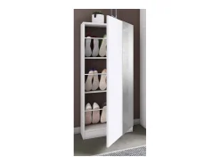 VCM Móvel De Arrumação|Sapateira*Armário de sapato de madeira | Dimensões: A. 112 x L. 50 x P. 17 cm | 1 Porta giratória | Espelho prático - Espelho Fulisa L (Branco) Multicor