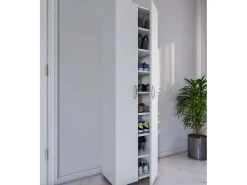 VCM Móvel De Arrumação|Sapateira*Armário de sapato de madeira | Dimensões: A. 173 x L. 49 x P. 30 cm | Armário para uso integral | 8 compartimentos | 2 Portas rotativas – Ulas (Branco) Multicor
