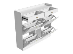 Discount Armário de sapatos 110 x 26 x 100 cm - com 4 portas - 2 gavetas - 3 compartimentos abertos - Móvel De Arrumação|Sapateira