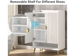 Discount Armário de Sapatos com 2 Portas, 6 Andares Armário de Armazenamento para Sapatos, Armário de Entrada para Armazenar Sapatos, 75x 35x 110cm Móvel De Arrumação|Sapateira