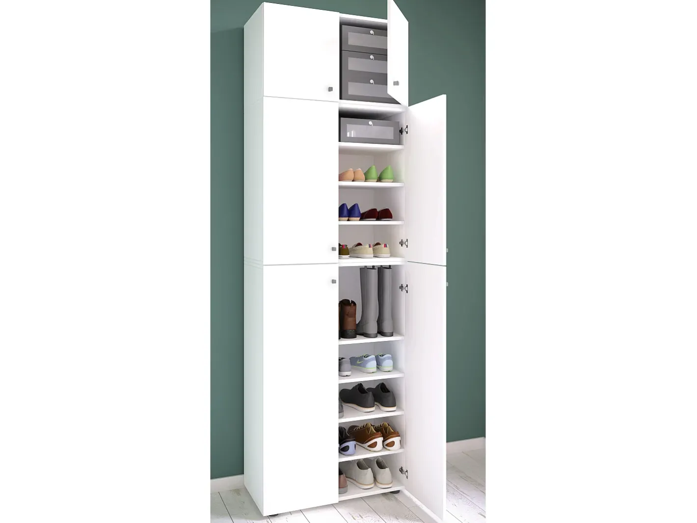 Armário de sapatos Lona Branco A. 223 x L. 70 x P. 39 cm*VCM Discount