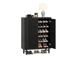 Armário de sapatos com seis níveis e portas de persiana, Rack organizador de sapatos em madeira com prateleiras ajustáveis^Tribesigns Best