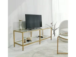 Armário de suporte de TV Dklaasse, Aparador de sala, Armário de TV baixo, Base de parede equipada, 130x40h45 cm, Ouro*Dmora Outlet