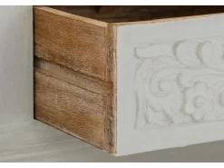 Armário de TV barroco com 2 portas de vidro em MDF cinzento^Loft24