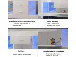 Armário de TV brilhante com LED brilhante, bancada de TV moderna, prateleira de vidro, 2 gavetas, móveis de sala de estar, 130x35x50cm Móvel De Tv