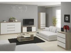 Akord Móvel De Tv*Armário de TV Sonora 120cm 2 Portas e 1 Prateleira em Carvalho Sonoma/Branco Natural claro / Branco
