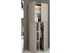 Armário de vassoura de madeira | 6 compartimentos | Armário doméstico | Dimensões: L. 70 x A. 184 x P. 40 cm | 4 Portas rotativas - Lona (Cinza)^VCM Sale