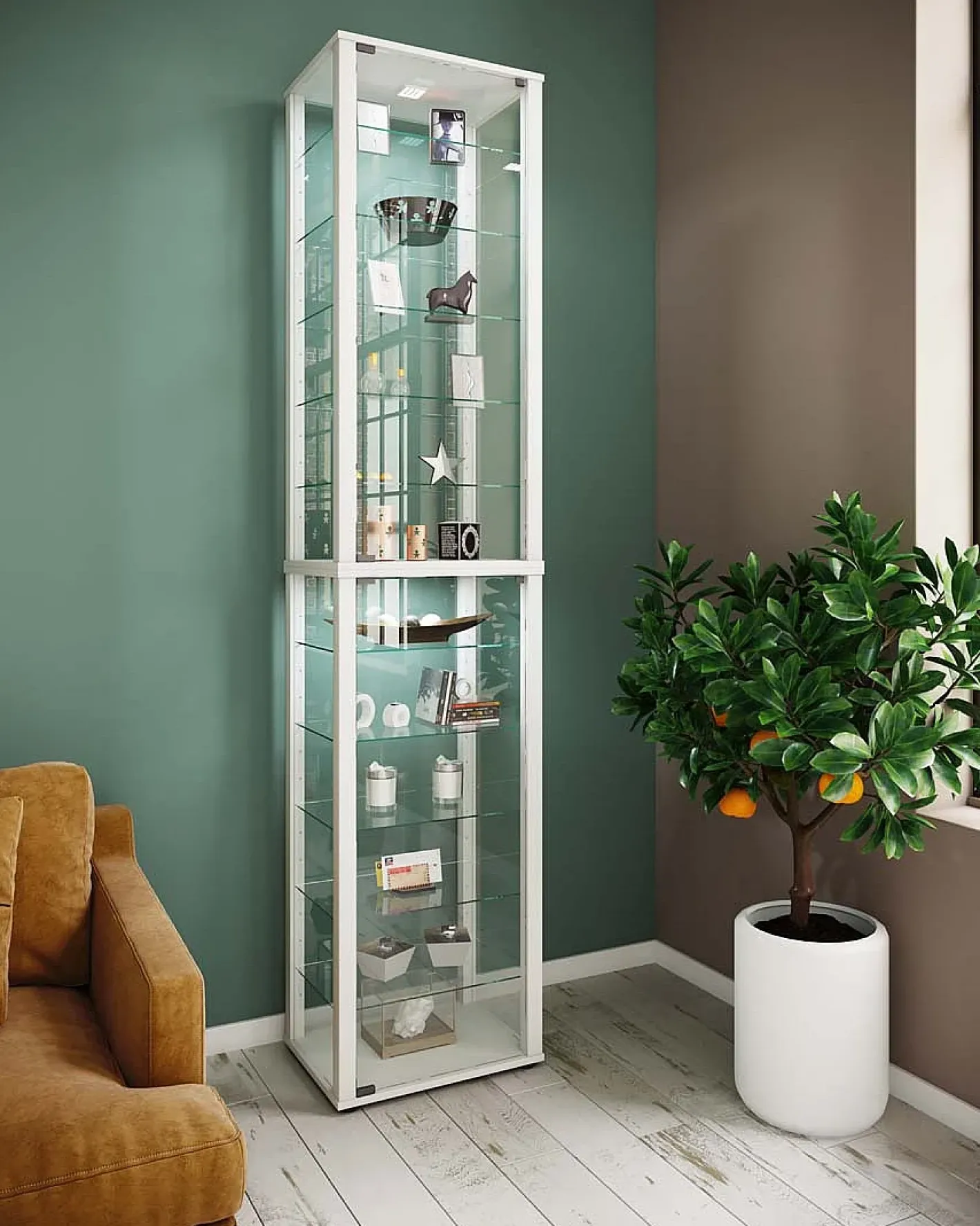 VCM Vitrina*Armário em pé Kavisa Branco A. 227 x L. 50 x P. 38 cm Multicor