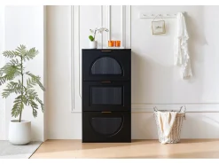 Armário estreito para sapatos com 3 portas - 60 x 24 x 114 cm - para hall de entrada/sala de estar - MDF -^Merax Outlet