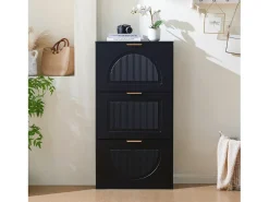 Armário estreito para sapatos com 3 portas - 60 x 24 x 114 cm - para hall de entrada/sala de estar - MDF -^Merax Outlet