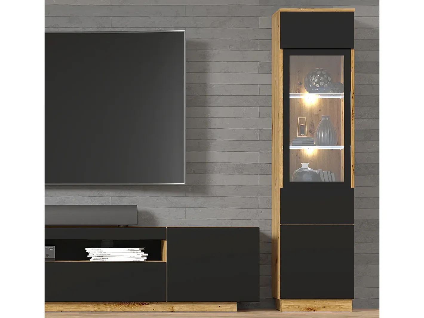 Petits-Meubles Vitrina*Armário expositor de 2 portas Aurus em madeira e Preto