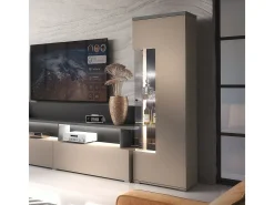 Petits-Meubles Vitrina*Armário expositor de 1 porta Opio e Antracite Taupe