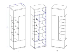 Petits-Meubles Vitrina*Armário expositor de 1 porta Opio e Antracite Taupe