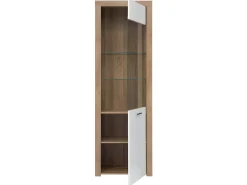 Armário expositor de 1 porta Nora branco e madeira*Petits-Meubles Clearance