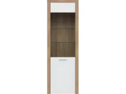 Armário expositor de 1 porta Nora branco e madeira*Petits-Meubles Clearance