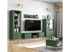 Petits-Meubles Vitrina*Armário expositor de 1 porta e 2 gavetas Thalia Green Verde