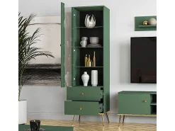 Petits-Meubles Vitrina*Armário expositor de 1 porta e 2 gavetas Thalia Green Verde