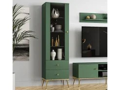 Petits-Meubles Vitrina*Armário expositor de 1 porta e 2 gavetas Thalia Green Verde