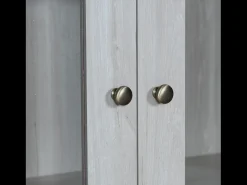 Armário expositor moderno 80x34x171 cm - Exterior em madeira, portas de vidro, 3 gavetas e puxadores em latão^KOMHTOM Sale
