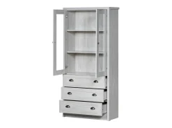 Armário expositor moderno 80x34x171 cm - Exterior em madeira, portas de vidro, 3 gavetas e puxadores em latão^KOMHTOM Sale